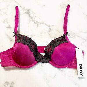 DKNY 457157 Enchanted Life Underwire Padded Push Up Bra Size 36 A Pink